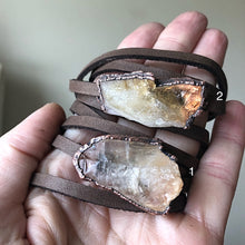 Load image into Gallery viewer, Raw Citrine and Leather Wrap Bracelet/Choker - Made to Order