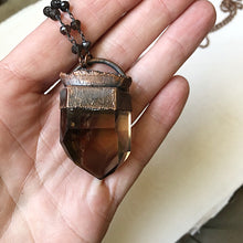 Load image into Gallery viewer, Smoky Quartz Point with Black Druzy Necklace - Ready to Ship (Flower Moon Collection)
