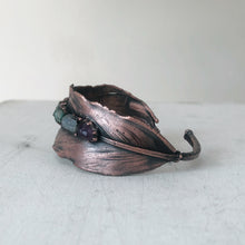 Load image into Gallery viewer, Electroformed Feather Cuff with Raw Chakra Stones #1 - Ready to Ship