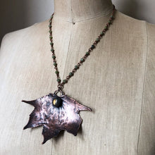 Load image into Gallery viewer, Electroformed Maple Leaf with Labradorite Necklace (Large) #2 - Ready to Ship