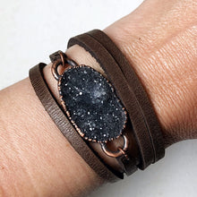 Load image into Gallery viewer, Druzy Wrap Bracelet/Choker - Dark Gray (Flower Moon Collection)
