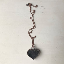 Load image into Gallery viewer, Dark Amethyst Druzy Tell Tale Heart Necklace #3