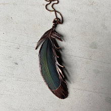 Load image into Gallery viewer, Electroformed Blue & Green Macaw Feather Necklace - Ready to Ship