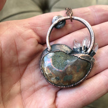 Load image into Gallery viewer, Golden Ammonite, Clear Quartz and Rainbow Moonstone Necklace #1A - Ready to Ship