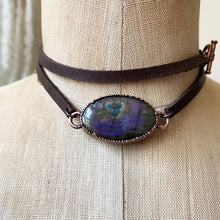 Load image into Gallery viewer, Purple Labradorite and Leather Wrap Bracelet/Choker