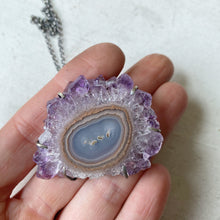 Load image into Gallery viewer, Amethyst Stalactite Slice Necklace #4- Sterling Silver