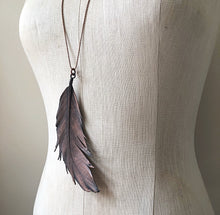 Load image into Gallery viewer, Electroformed Large Wild Feather Necklace (Icarus Soaring)