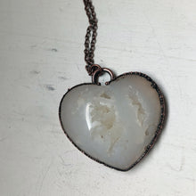 Load image into Gallery viewer, White Agate Druzy “Broken Open” Heart Necklace #2 - Ready to Ship