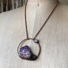 Load image into Gallery viewer, Amethyst Cluster with Rainbow Moonstone Necklace #4 - Tell Tale Heart Collection