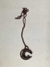 Load image into Gallery viewer, Moss Agate Crescent Moon with Druzy Accentl Necklace #2 - Ready to Ship