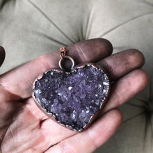Load image into Gallery viewer, Dark Amethyst Druzy Heart Necklace #7 - Ready to Ship