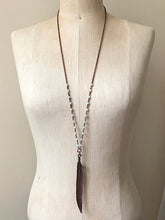 Load image into Gallery viewer, Electroformed Feather & Amazonite Necklace #1 (Satya Collection)