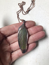 Load image into Gallery viewer, Electroformed Green Macaw Feather Necklace #1 - Ready to Ship
