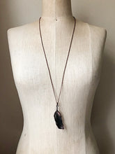 Load image into Gallery viewer, Electroformed Dark Gray Feather Necklace - Ready to Ship