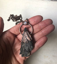 Load image into Gallery viewer, Black Kyanite and Rainbow Moonstone Necklace #1 (Ready to Ship) - Darkness Calling Collection