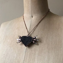 Load image into Gallery viewer, Dark Amethyst Druzy & Clear Quartz Point Necklace #1 - Ready to Ship