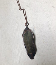 Load image into Gallery viewer, Electroformed Green Macaw Feather Necklace #3 - Ready to Ship