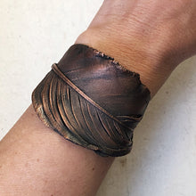 Load image into Gallery viewer, Electroformed Feather Wide Cuff Bracelet