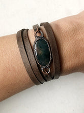 Load image into Gallery viewer, Moss Agate and Leather Wrap Bracelet/Choker #1 - Ready to Ship