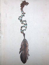 Load image into Gallery viewer, Large Electroformed Feather & Amazonite Necklace #1 - Moksha Collection