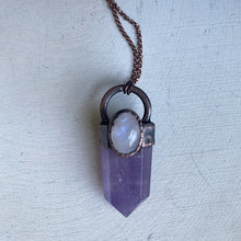 Load image into Gallery viewer, Amethyst Polished Point & Rainbow Moonstone Necklace #1 - Ready to Ship