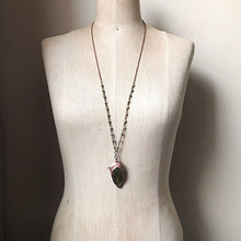 Load image into Gallery viewer, Electroformed Green Macaw Feather Necklace - Ready to Ship