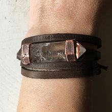 Load image into Gallery viewer, Double Terminated Clear Quartz Point and Leather Wrap Bracelet/Choker (5/17 Update)