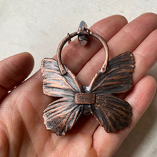 Load image into Gallery viewer, Electroformed Butterfly With Rainbow Moonstone & Angel Aura Quartz Necklace - Ready to Ship