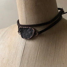 Load image into Gallery viewer, Gray Druzy and Leather Wrap Bracelet/Choker #3 - Ready to Ship