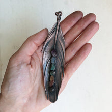Load image into Gallery viewer, Electroformed Feather Necklace with Raw Chakra Stones #1 - Ready to Ship
