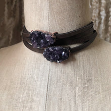 Load image into Gallery viewer, Raw Amethyst Druzy Wrap Bracelet/Choker - Snow Moon Collection