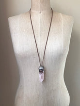Load image into Gallery viewer, Rose Quartz and Angel Aura Cluster Long Necklace - Ready to Ship