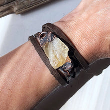 Load image into Gallery viewer, Raw Citrine & Leather Wrap Bracelet/Choker #2 (Icarus Soaring Collection)