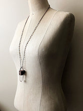 Load image into Gallery viewer, Feather Bezel Polished Clear Quartz Point Necklace on Sterling Silver & Labradorite Rosary Chain - Ready to Ship (5/17 Update)