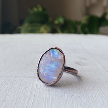 Load image into Gallery viewer, Rainbow Moonstone Ring - Oval #8 (Size 8) - Ready to Ship