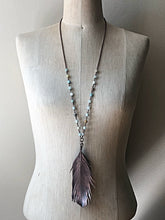 Load image into Gallery viewer, Electroformed Wild Feather & Amazonite Necklace (Large) - (5/17 Update)