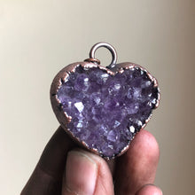 Load image into Gallery viewer, Dark Amethyst Druzy Heart Necklace #3 - Ready to Ship