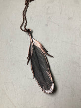 Load image into Gallery viewer, Electroformed African Gray Feather Necklace - Ready to Ship