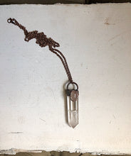 Load image into Gallery viewer, Polished Clear Quartz Point & Oval Golden Rutilated Quartz Necklace (Icarus Soaring)
