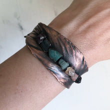 Load image into Gallery viewer, Electroformed Feather Cuff with Raw Chakra Stones #2 - Ready to Ship