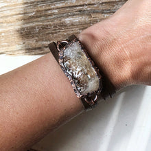 Load image into Gallery viewer, Raw Citrine & Leather Wrap Bracelet/Choker #1 (Icarus Soaring Collection)