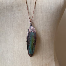 Load image into Gallery viewer, Electroformed Blue & Green Macaw Feather Necklace #2 - Ready to Ship