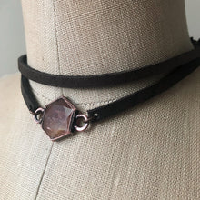 Load image into Gallery viewer, Sunstone Hexagon and Leather Wrap Bracelet/Choker - Ready to Ship