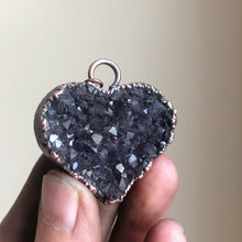 Load image into Gallery viewer, Dark Amethyst Druzy Heart Necklace #6 - Ready to Ship