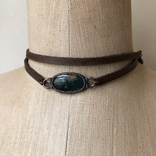 Load image into Gallery viewer, Moss Agate and Leather Wrap Bracelet/Choker #1 - Ready to Ship