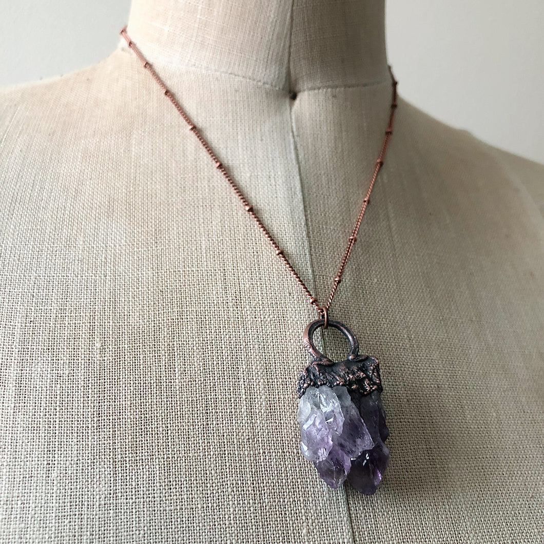 Raw Amethyst Cluster Necklace - Ready to Ship