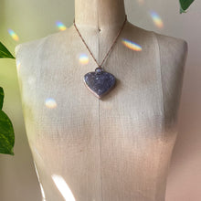Load image into Gallery viewer, Amethyst Druzy “Broken Open” Heart Necklace with Rainbow Moonstone #2 - Ready to Ship
