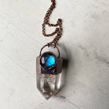 Load image into Gallery viewer, Clear Quartz & Labradorite Blue Moon Necklace