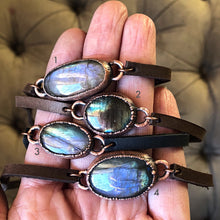 Load image into Gallery viewer, Labradorite and Leather Wrap Bracelet/Choker
