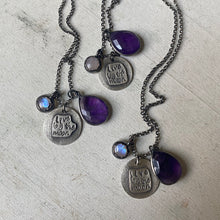 Load image into Gallery viewer, Live By the Moon Sterling Silver Necklace with Amethyst & Rainbow Moonstone - Ready to Ship